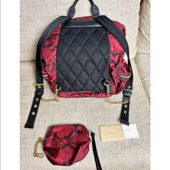 Burberry Rucksack Backpack Snake Pattern with Leather Trim & Matching Wallet - Picture 6 of 14